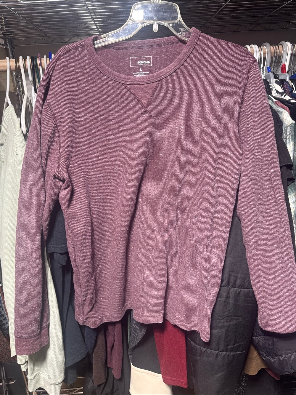 Sonoma men’s Long-Sleeve Waffle Knit Top - Plum